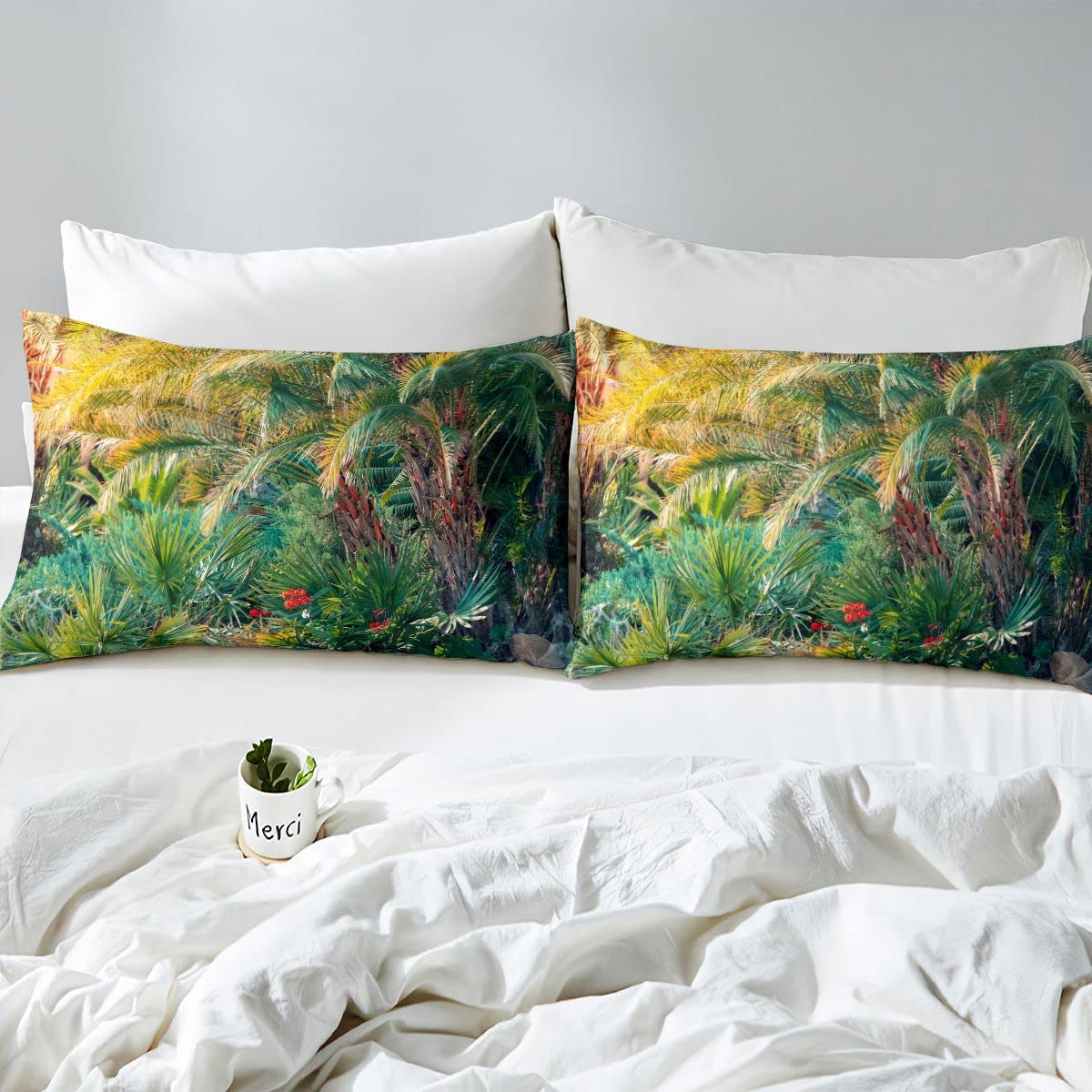 Palm Tree Duvet Cover Palm Leaf Bedding Set for Kids Boys Girls Adults Botanical Comforter Cover Hawaiian Bedspread Cover King Size Boys - Image 3