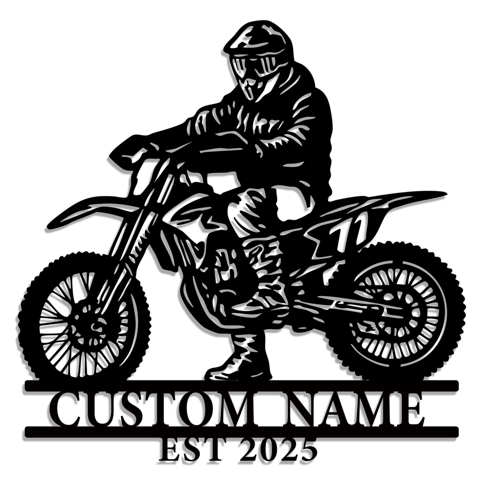 Starteeng Style-2 Personalized Motocross Metal Wall Art Sign, Custom Name Dirt Bike Rider Decor For Garage, Man Cave, Workshop, Outdoor Wall (Style-2)