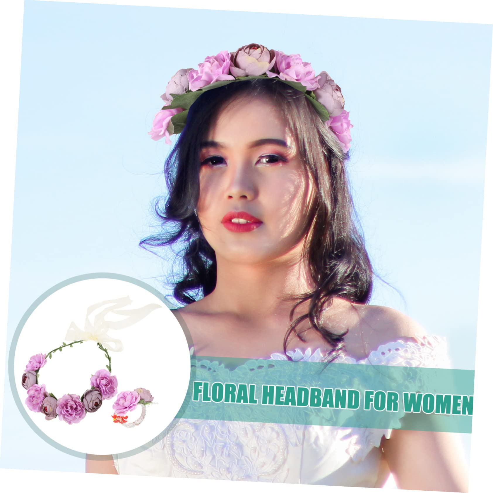 Didiseaon 4 Set fascia per ghirlanda fascia rosa ghirlanda floreale per accessori acconciature sposa accessori per acconciature sposa Tiara fiore del corpetto floreale tessuto
