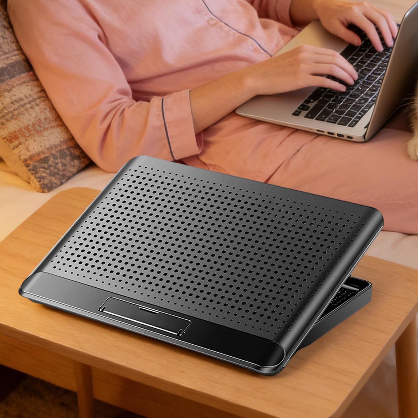 Podkładka Chłodząca Do Laptopa Regulowana Podstawka Chłodząca Podnosząca | Cichy do Laptopa ze Stopu Aluminium z Wentylatorem do Biurka, Klawiatury, Tabletu, Domu, Miejsca Pracy, Akademika i