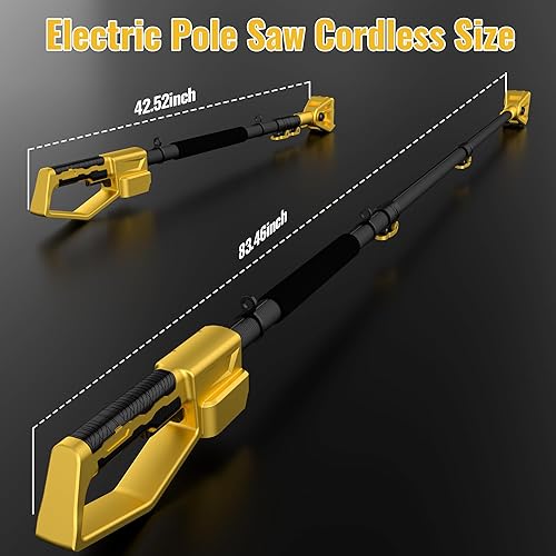 Miniatura 4 de Sierra de poste eléctrica 2 en 1, mini motosierra inalámbrica de 6 pulgadas con poste de extensión para recortar árboles, 2 baterías de 2000 mAh,