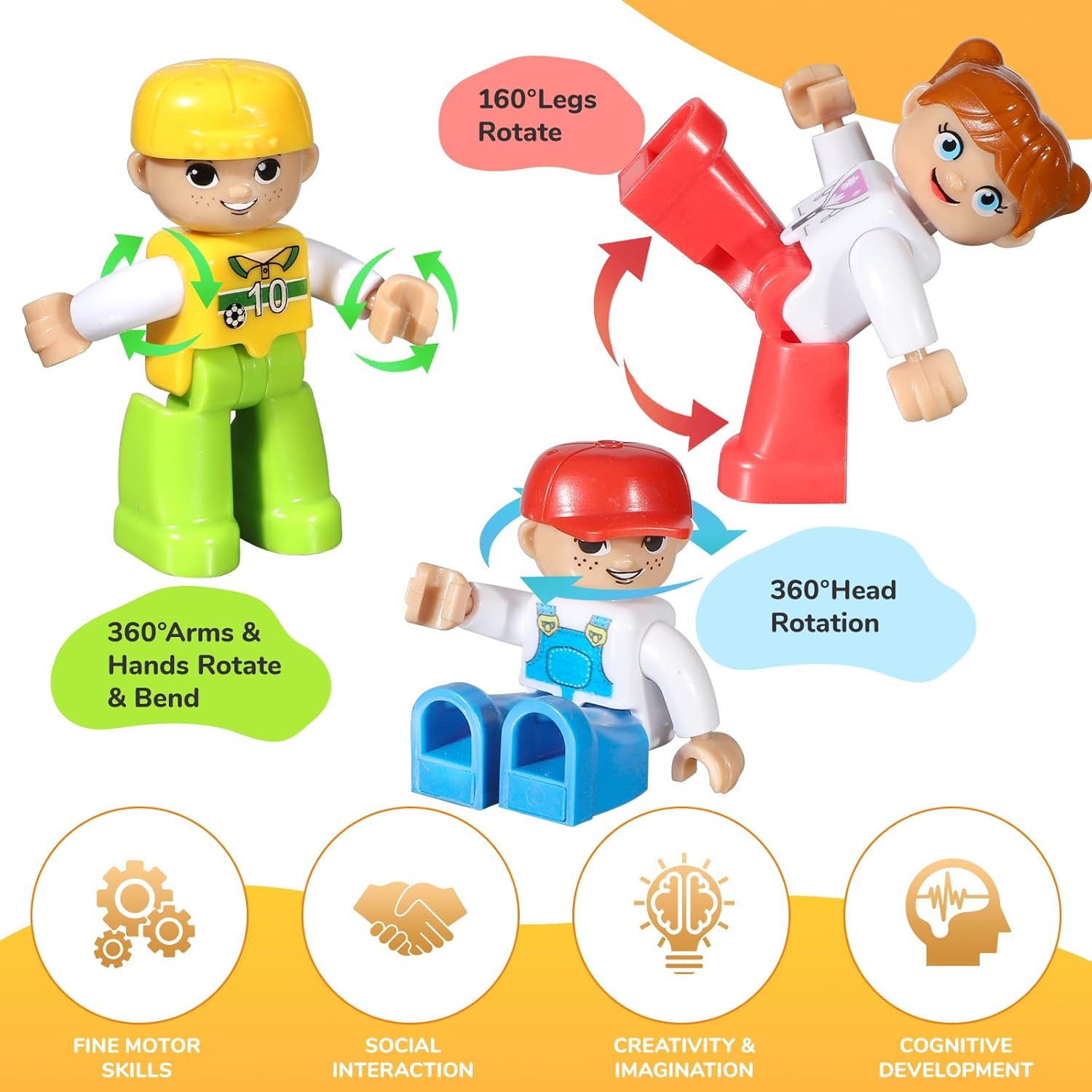 Mruikeny Large Magnetic Figures, 3 Inches Community Figures Set, 12 Pieces Magnetic Play People Magnet Building Toys for Kids Ages 3 4 5 6 7 8+, STEM Learning Toys Magnet Tiles Expansion