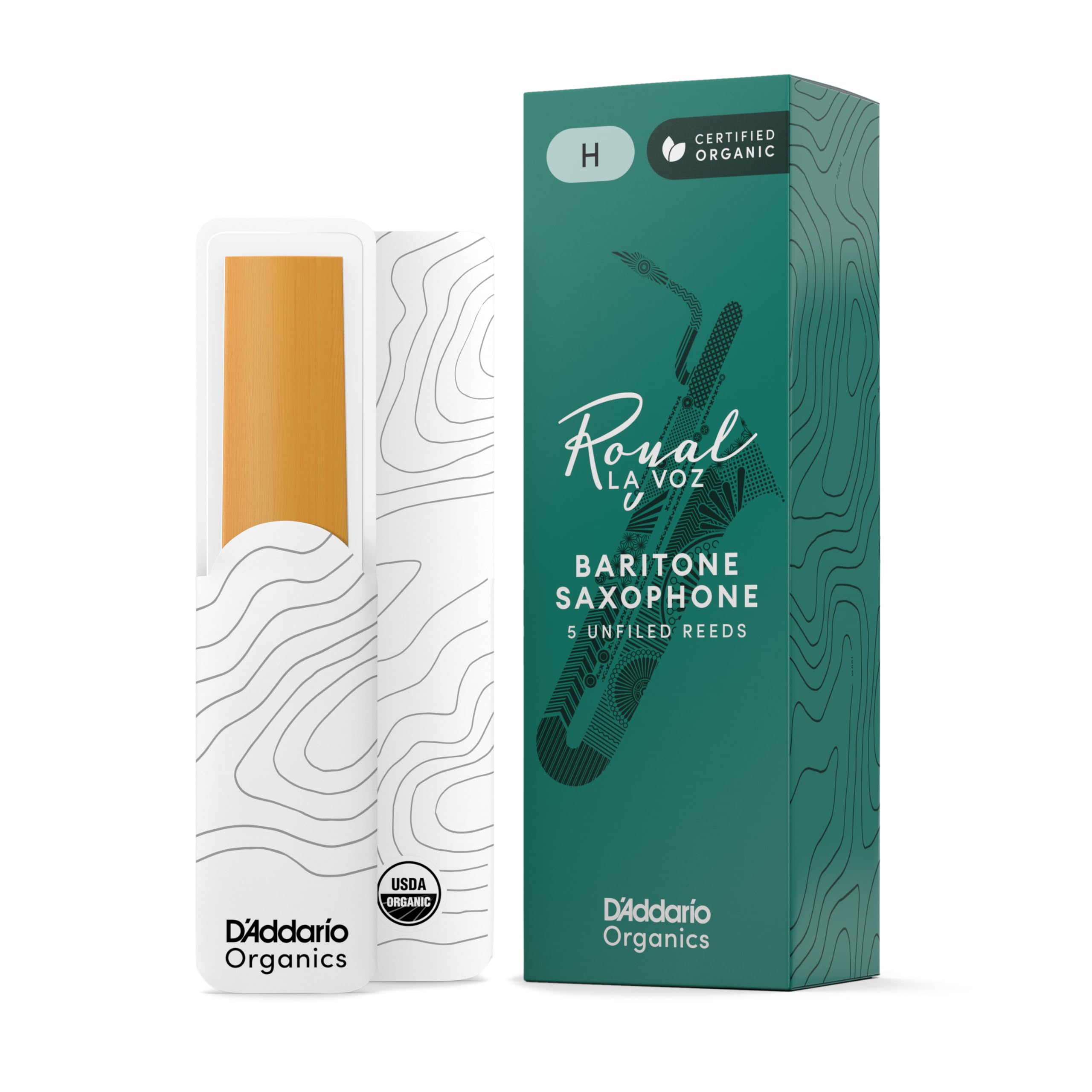 D'Addario Royal | La Voz Organic Baritone Saxophone Reeds, Strength Hard, 10-pack