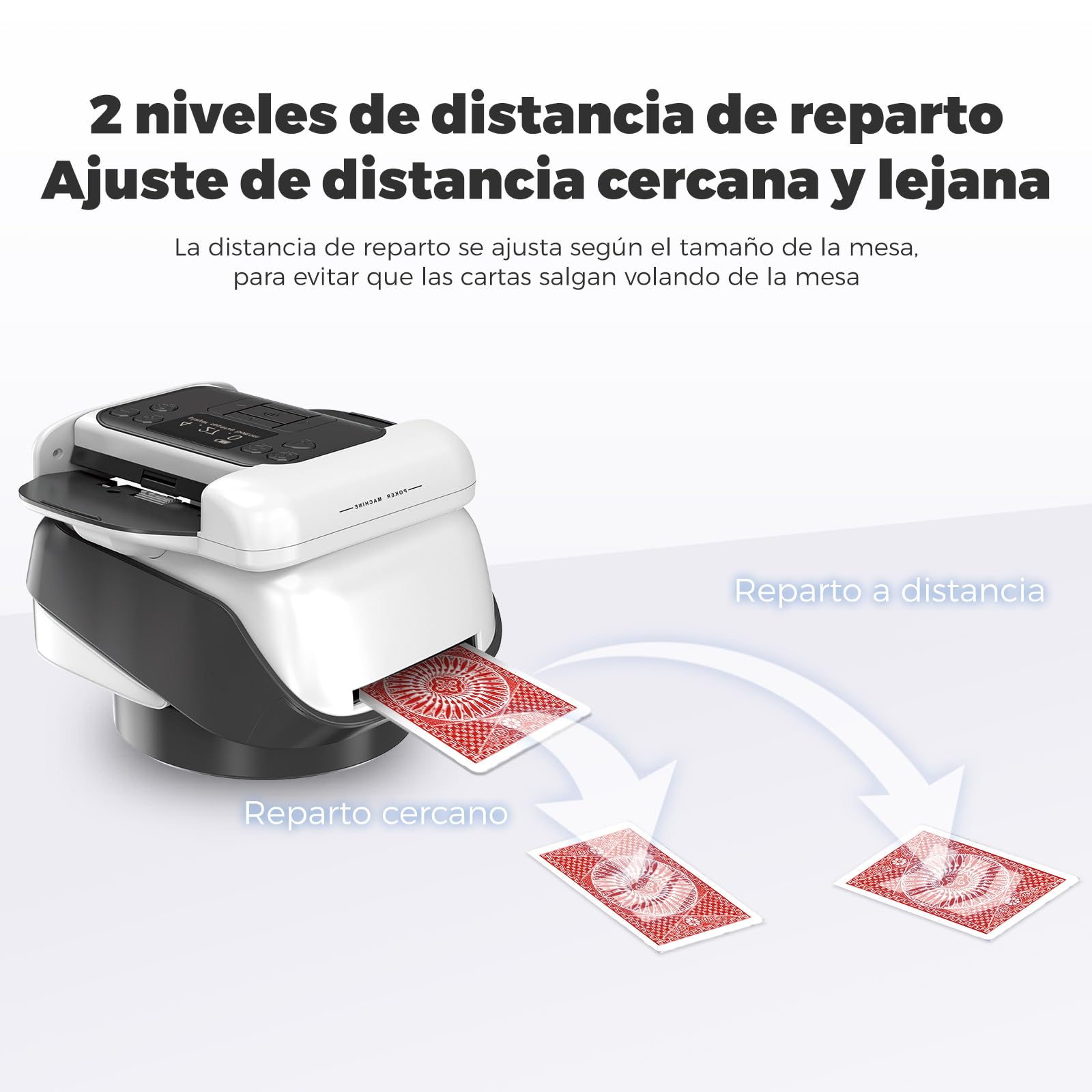 Distribuidor automático de tarjetas y mezclador de tarjetas con función giratoria de 360°, asignación de tarjetas personalizable para tantos jugadores como desee, ángulo de salida versátil