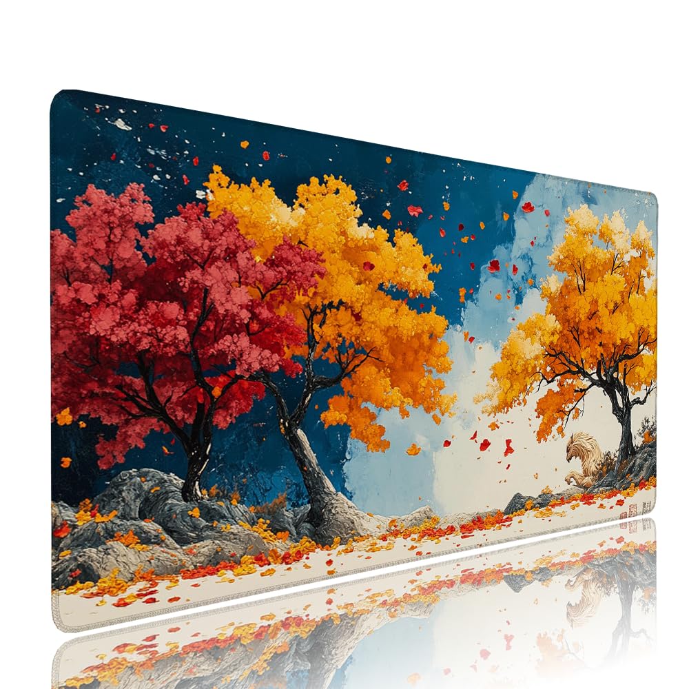Alfombrilla de Mouse para Juegos, Giallo, XXL, Antideslizante, Impermeable, Diseño de Albero, Extendido, Grande, 1200x600x3mm, para PC, Laptop, Ufficio, Famiglia d-627
