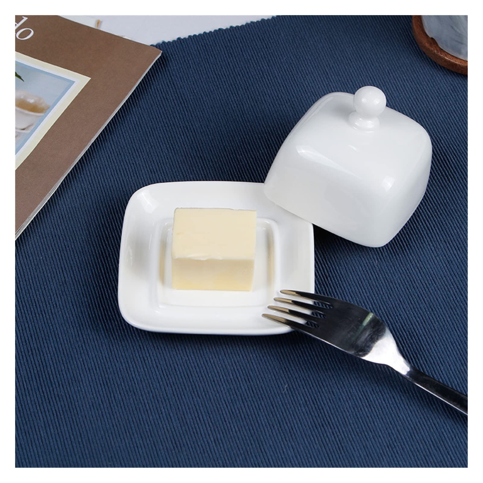 Beurrier Beurre Boîte Plate Beurre en céramique avec Couvercle Fromage Stockage Beurriers 4 Pouces Boîte à Fromage (Color : B)