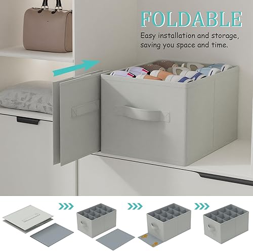 Miniatura 7 de Paquete de 2 organizadores de zapatos para armario, se adapta a hasta 24 pares, contenedores de almacenamiento plegables que ahorran espacio con