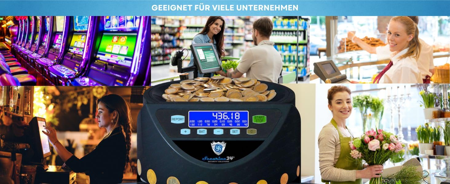 Contamonete Euro con funzione di impilamento in blister di Securina24 (nero - Blacklabel - BBBLCD)