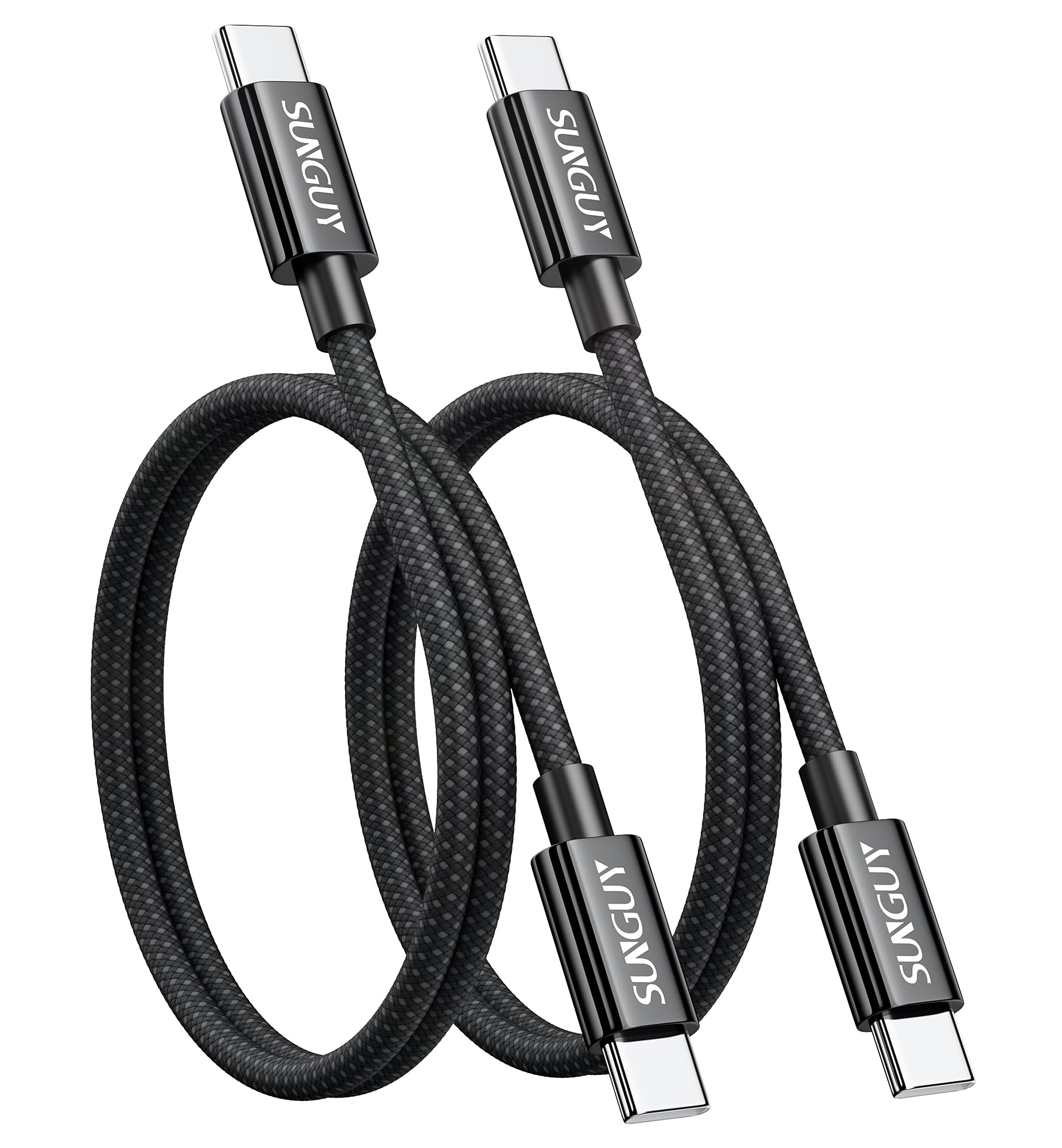 SUNGUY Cavo USB Type-C 2Pezzi 0.5m 60W Ricarica Rapida, USB C a C per iPhone 15 Pro Max/Plus, Galaxy S24 S23, iPad Pro 2022, Google Pixel 8, MacBook Pro 2020 - Nero