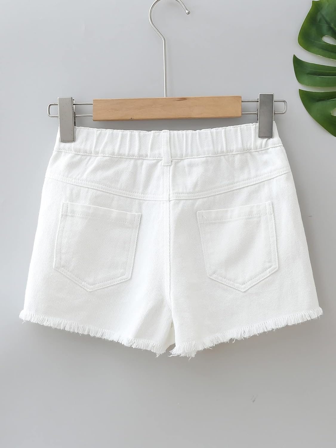 OYOANGLE Girl's Mid Rise Ripped Raw Hem Straight Leg Jean Denim Shorts with Pocket - Image 2