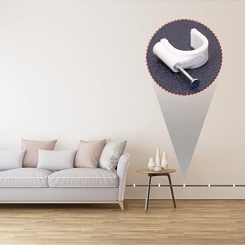 Miniatura 4 de Mini Skater Clips de cable Ethernet de nailon de 0.630 in para clavos en círculo, gestión de cables, paquete de 50 unidades (blanco)