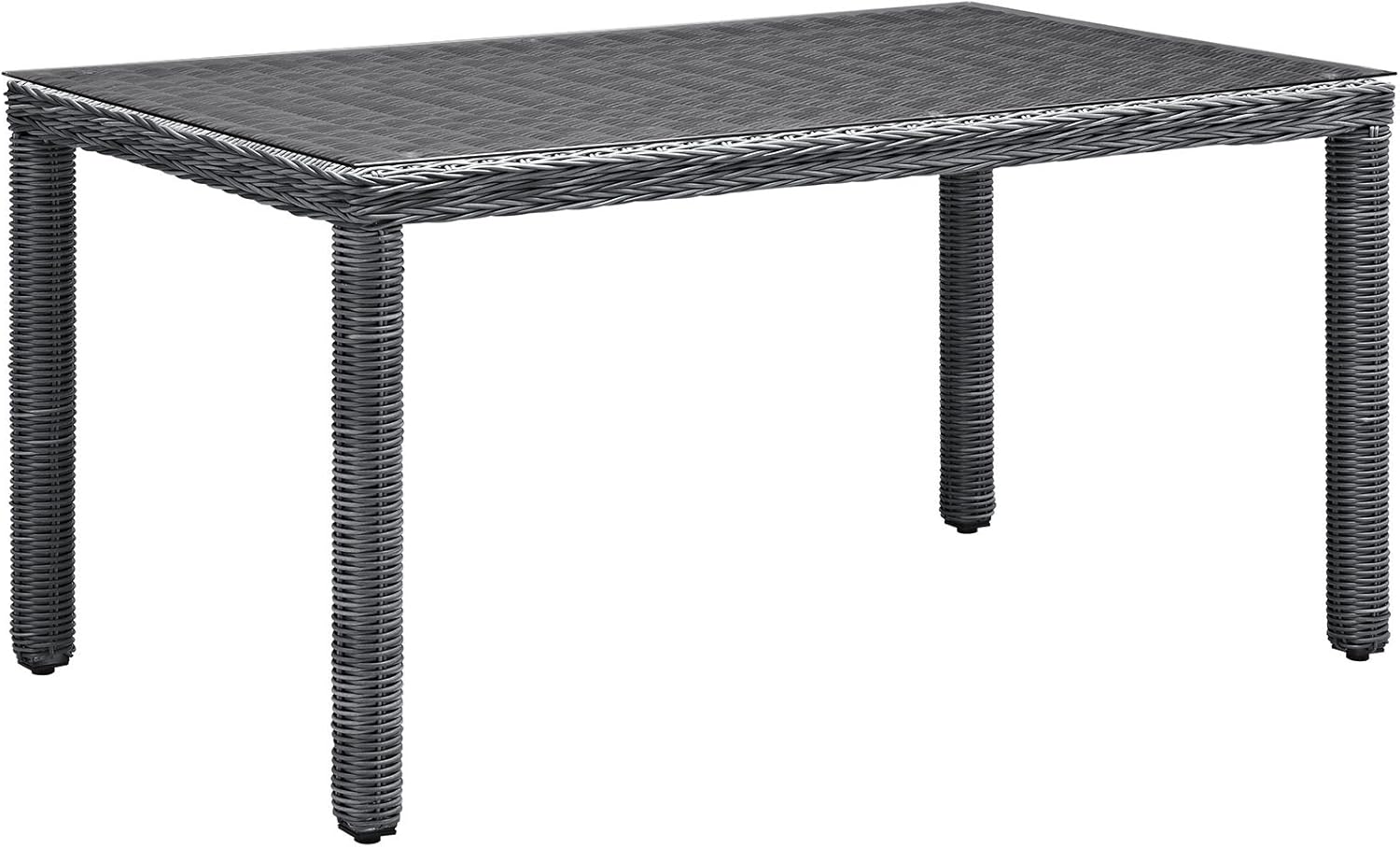 Modway Summon Wicker Rattan Outdoor Patio 90" Rectangle Dining Table in Gray