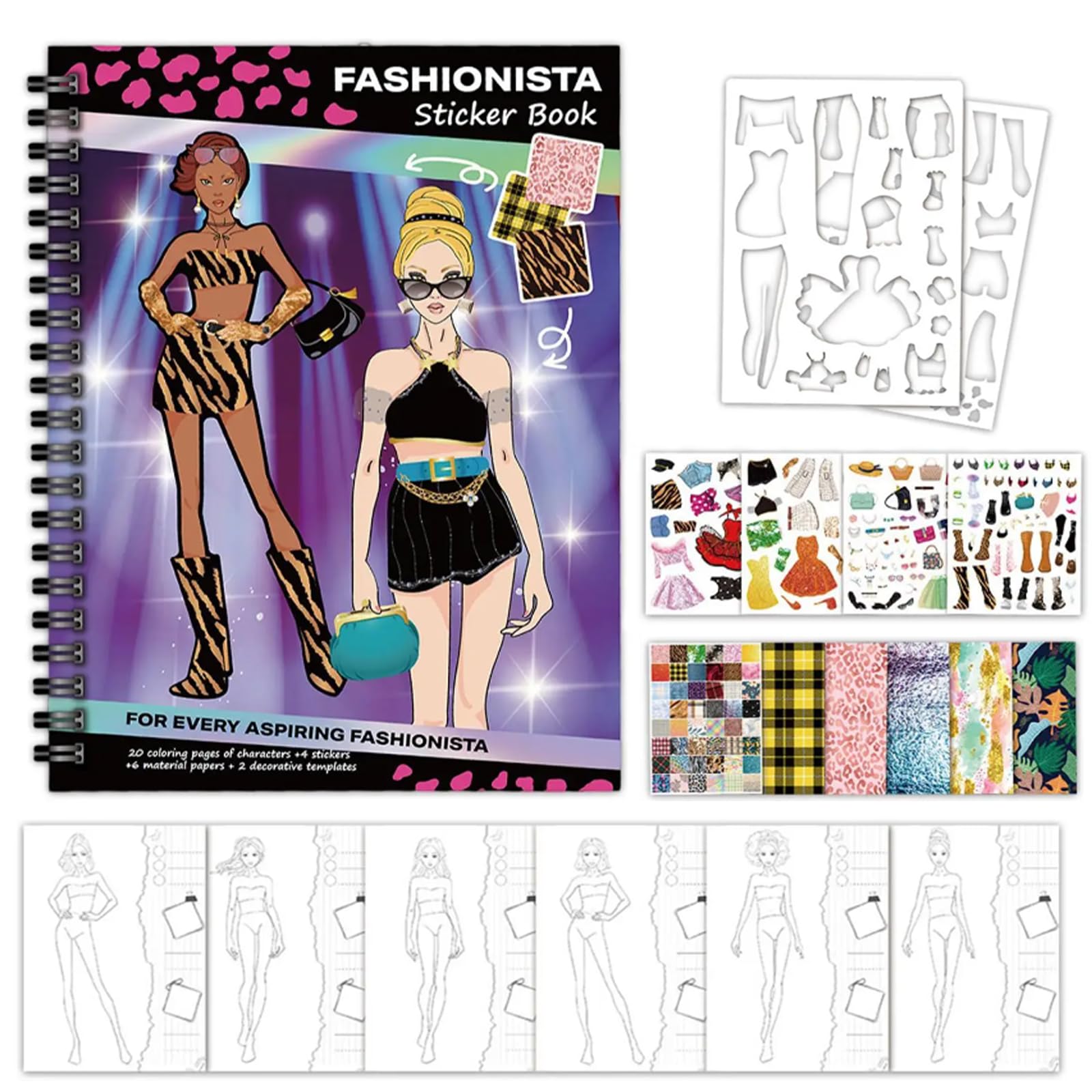 Stickers and Coloring Book for Sticker Dress Up Enthusiasts with 20 Full-Color Pages Birthday,Gifts Great Kids Ages 4-8 for Older Glris