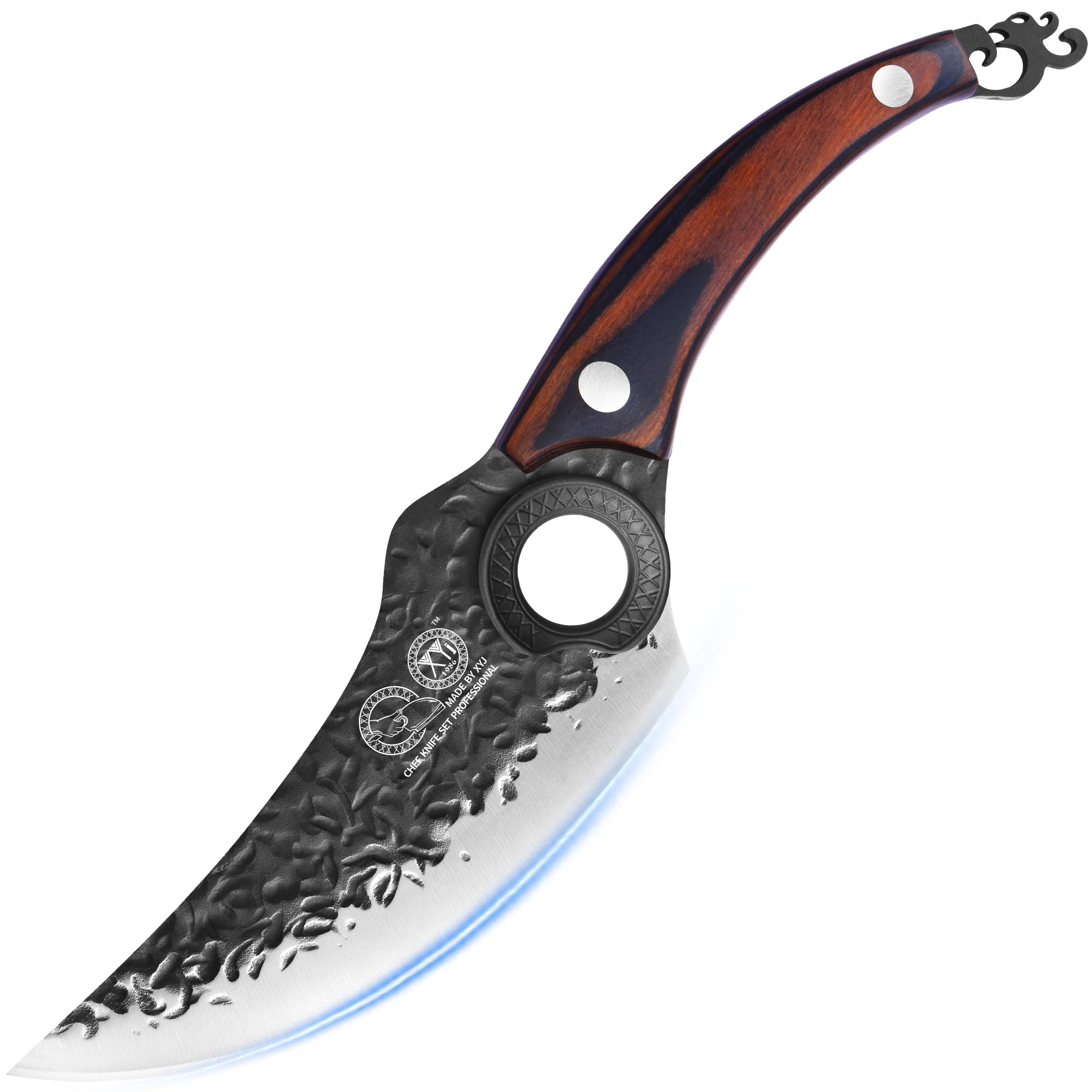 Forged Boning Knife for Meat Cutting, High Carbon Steel, Chef Knife for Kitchen, Outdoor Camping, Full Tang, Knife with Sheath,Edge Guard Protector Cover