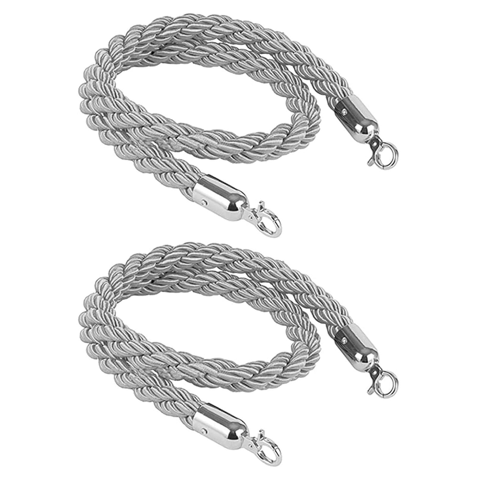 Oracra Stanchion Rope Set of 2 Barrier Ropes with Gold/Silver Snap Hooks, Stanchions Twisted Rope for Crowd Control, 2ft 4ft 5ft 6ft 8ft 5ft 10ft Railing Hemp Rope(Silver Hook,180cm(6ft))