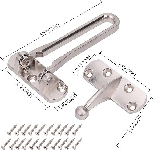 Vista 2 de Paquete de 3 pestillos de seguridad para puertas batientes con bisagras, cierre de seguridad secundario para niños, hogar, hotel, apartamento, Blanco
