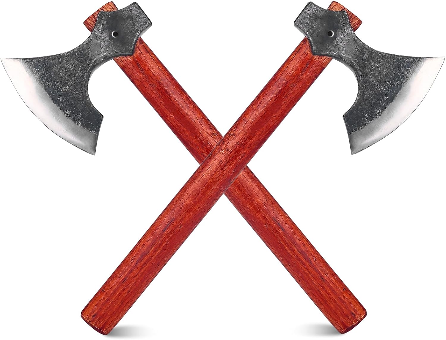 16.2" Viking Style Throwing Axe Set of 2, 1065 High Carbon Steel Bearded-Edge Tomahawk with Beech Wood Handle, Red Anti-Slip Design, for Adults Competition & Outdoor Recreation