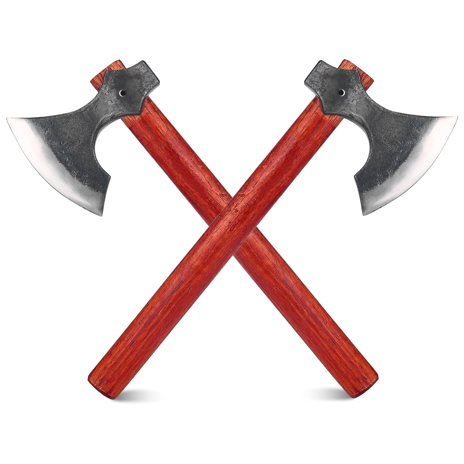 16" Throwing Axe Set with Beech Wood Handle, Professional Throwing Hatchet Set of Two, Viking Style Throwing Tomahawks with Steel Wedge for Adults' Competition and Outdoor Recreation, Red