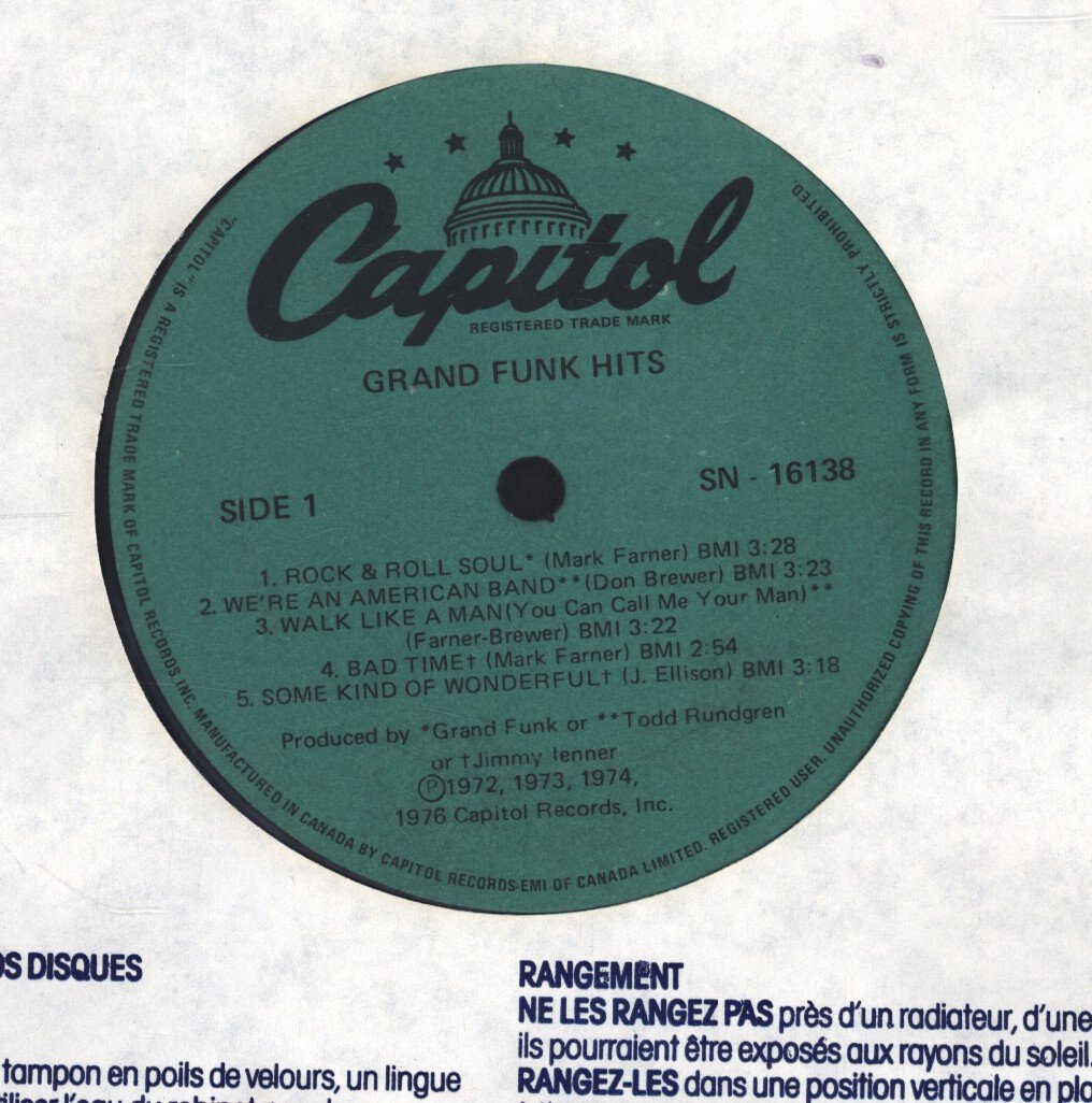 Grand Funk Hits - Capitol Records