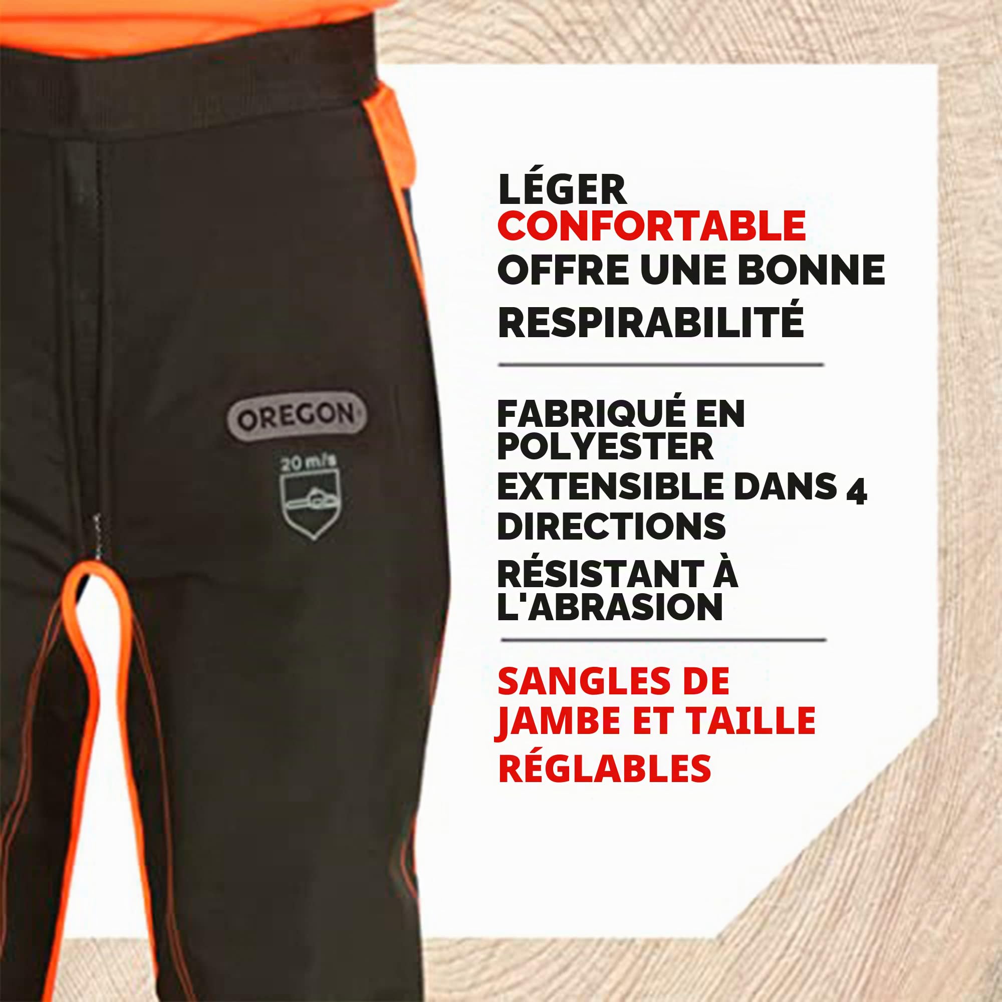 Oregon Pantalon de Protection Universel Type A pour Tronçonneuse, Pantalon Ajustable - Protection Frontale Uniquement (575780)