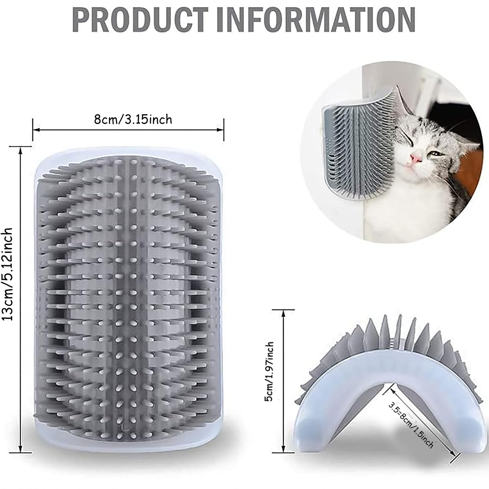 2 peines suaves para gatos con bolsa de hierba gatera, rascador de esquina de pared, peines de masaje suaves para gatos de pelo corto y largo, cepillo de juguete para gatos de interior