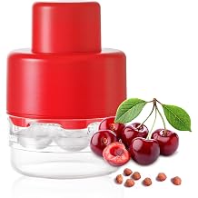 7-in-1 Cherry Pitter Tool Pit Remover, Portable Cherry Core Remover, Quick Release Multi Cherry Pitter Tool for Kitchen, Cake Shop, Fruit Salad Bright-Red