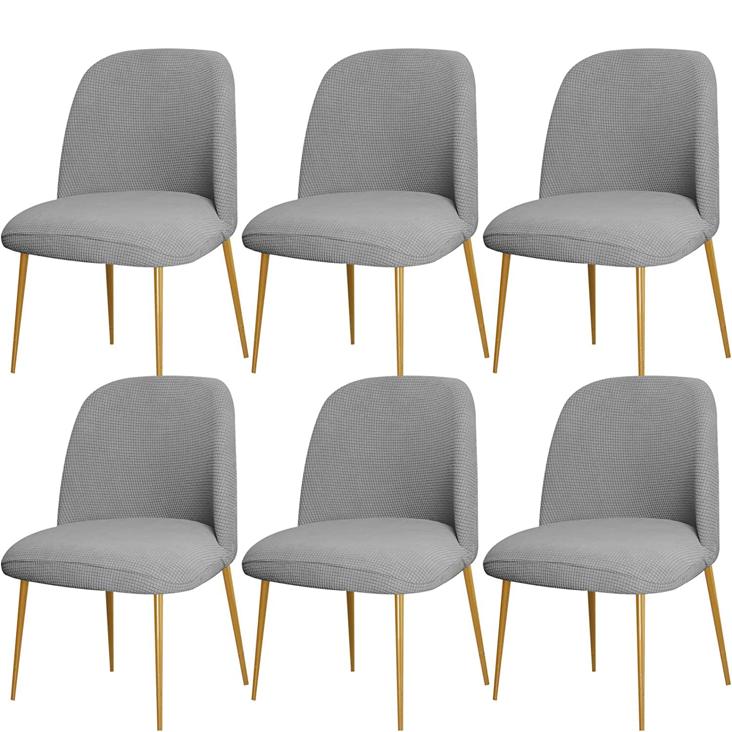 Estilo Nórdico Funda para Silla Comedor con Curva Respaldo Elástica Funda de Silla Cocina Oficina sin Reposabrazos Semicírculo Cubierta Silla Sala Restaurante Hotel Hogar,O,6PCS