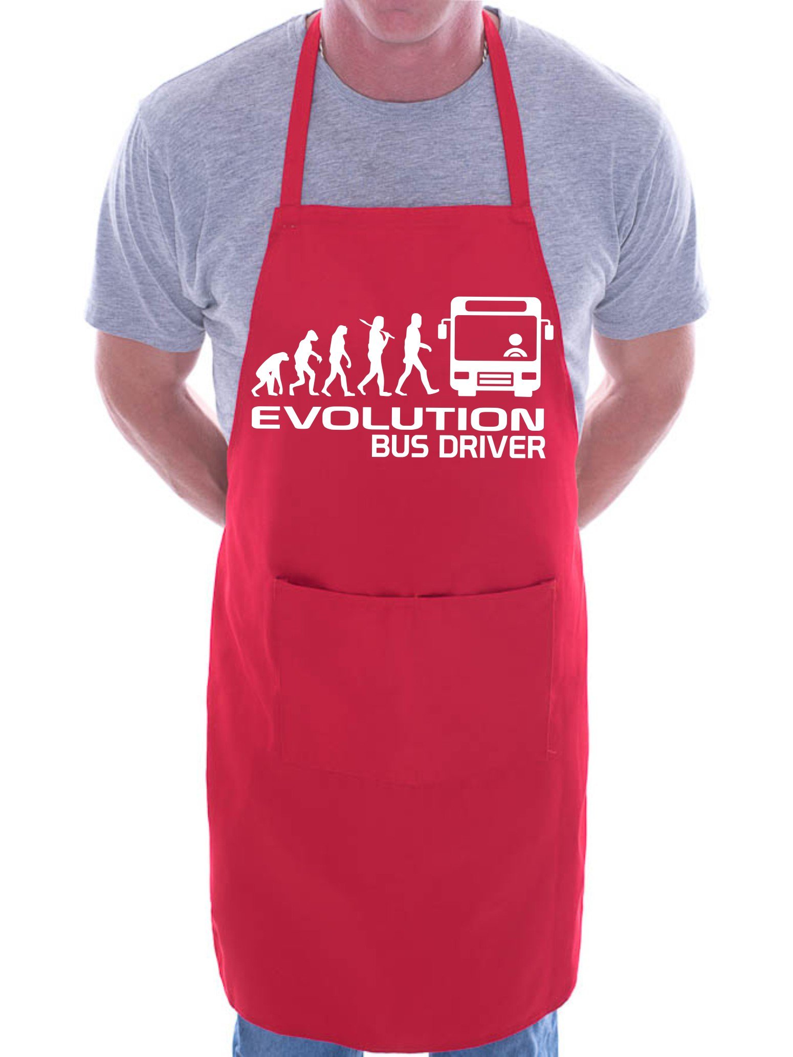 Print4u Men's Red Evolution Of Bus Driver Bbq Cooking Funny Novelty Apron