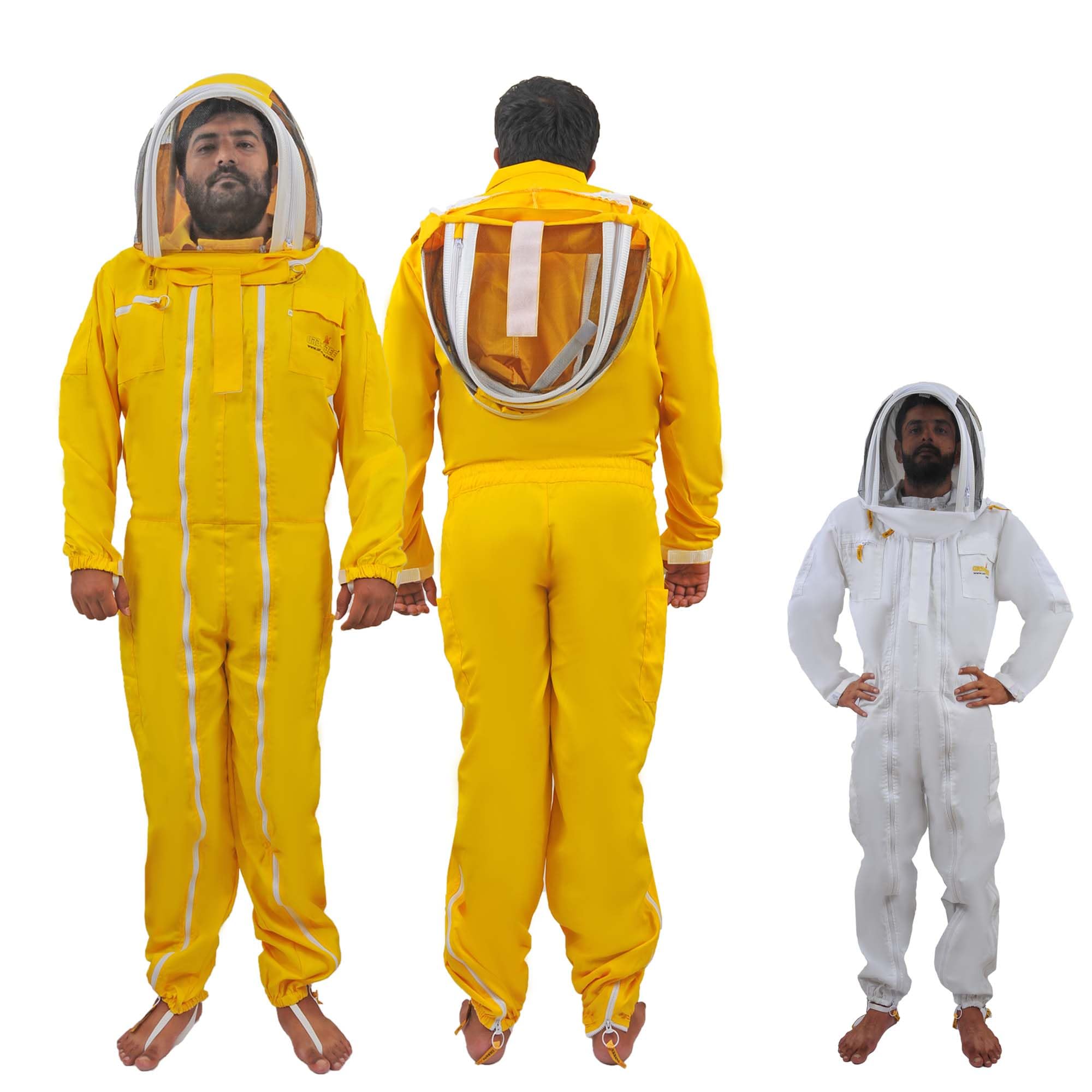 Tuta Apicoltore Cotone Fantasia Professionale Abito Apicoltura con Cappello e ampia tasca per gli apicoltori api Tuta Naturale traspirante (M, Giallo Con Cappello Fantasia)