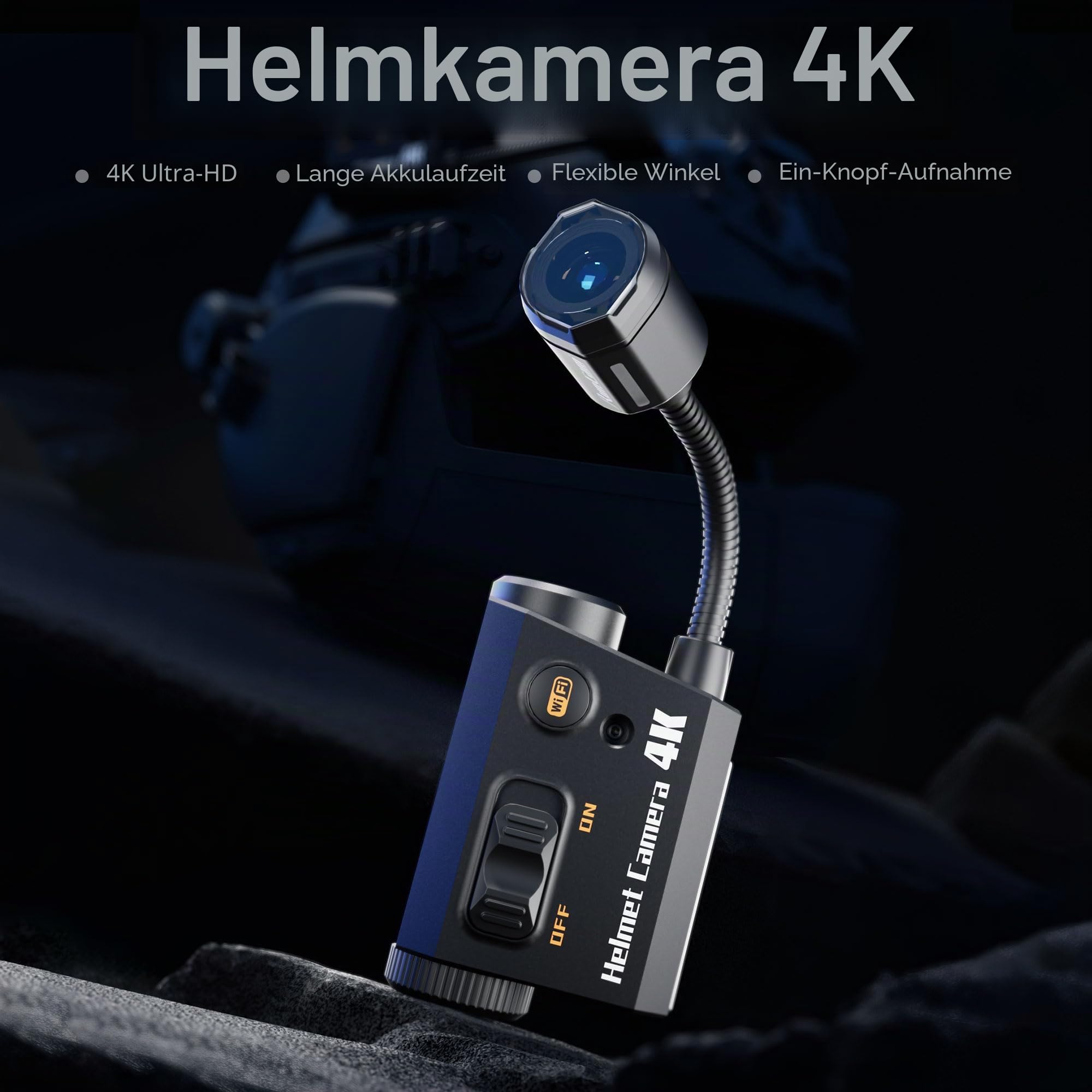 RunCam Helmkamera, 4K biegbare Action-Kamera mit 6 Stunden Aufnahme für Airsoft, Paintball, taktischer Helm, Reiten, Motorrad, Fahrrad, Radfahren, Klettern, Outdoor-Sport