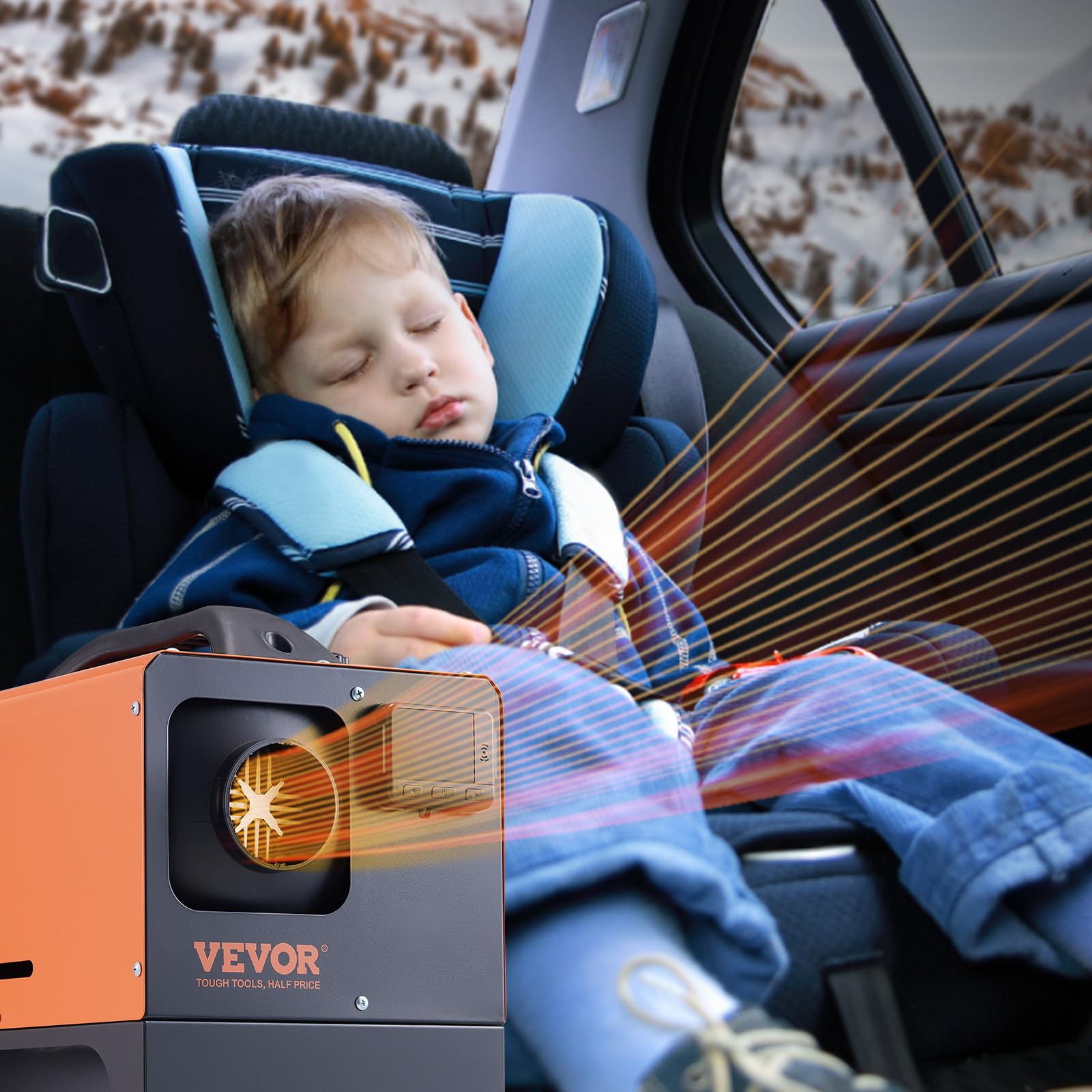 VEVOR Calentador Diésel Portátil Todo en Uno 12V 5kW Calentador de Aire Diésel 0,16-0,52 L/h 8~36°C Ajustable 15-20 m² LCD Bluetooth Mando a Distancia Depósito de 5 L para Autocaravana Sin Instalación
