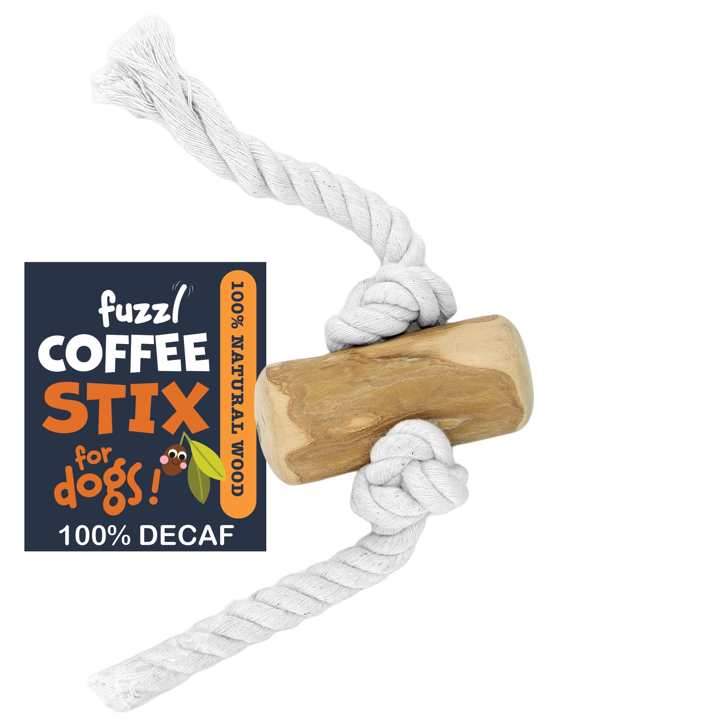 Fuzzl Coffee Stix & Rope Chew Toy - Coffee Wood Throw and Fetch Tough Dog and Puppy Toy, Natural