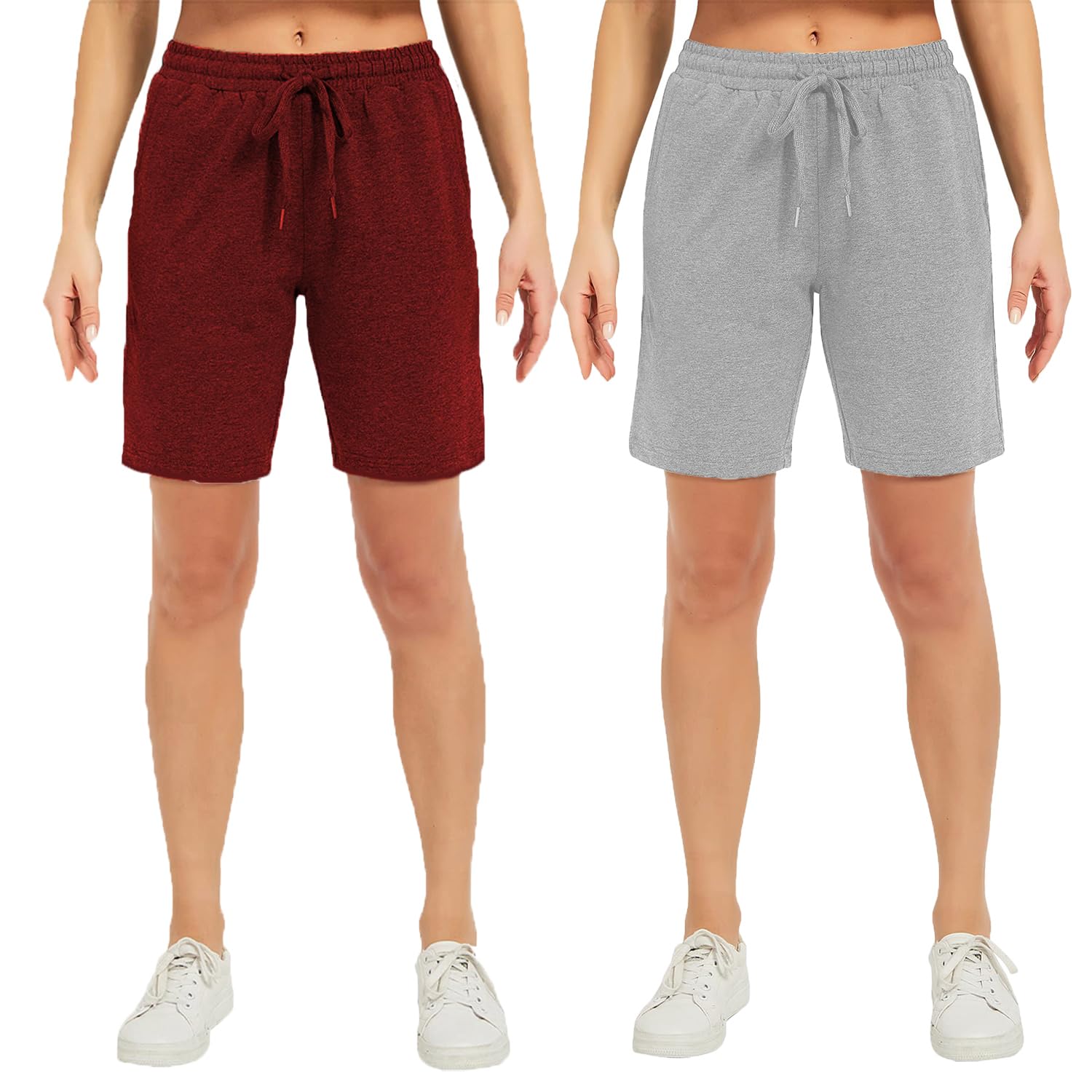 brand flex Women's Mid Rise Elastic Waist Regular Fit Comfy Breathable Cotton Shorts for Gym&Yoga Wear Combo Pack of 2-picture-18