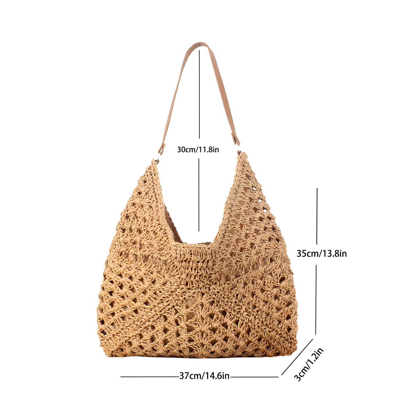 abcmilz Summer Straw Beach Tote Bag for Women Large Handmade Woven Shoulder Bag Handbags Purse for Travel Vacation Shopping — view 6