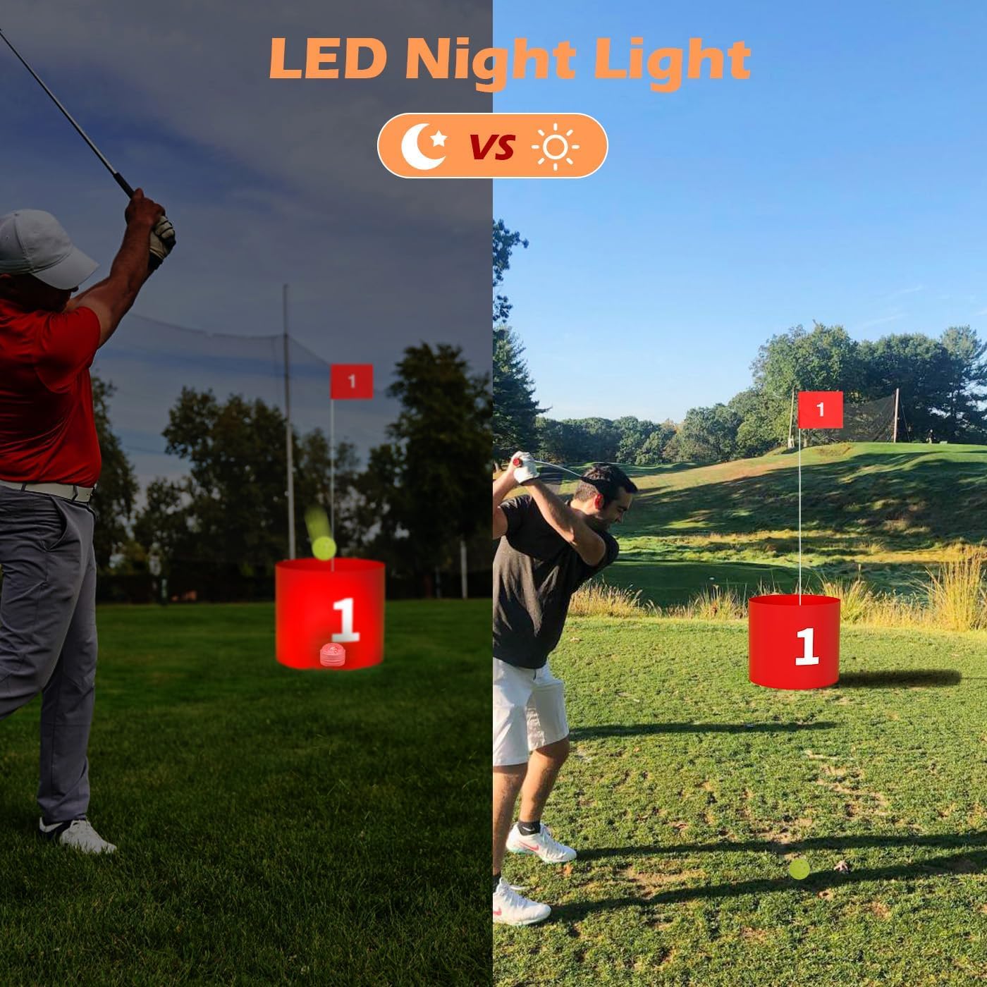FOOING Golf Game LED with 1 Club, 9 Hole Practice Golf Backyard Game Set for Adults and Family Outdoor Indoor, Plastic Battle Yard Game with Balls and Flag for Lawn, Beach, Camping and Park