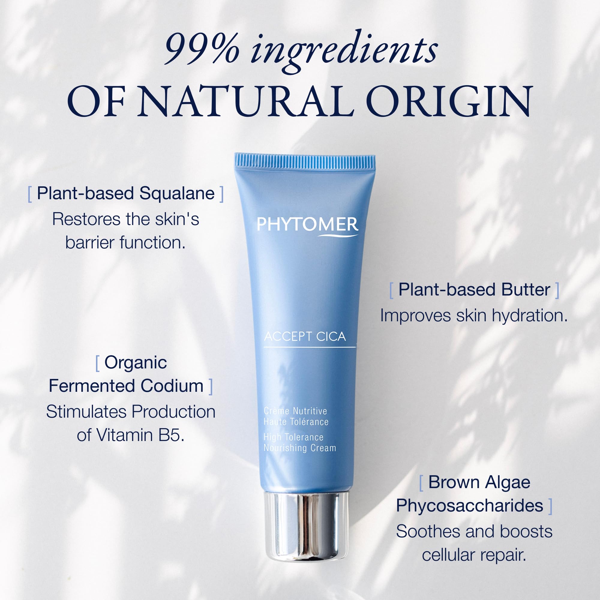 Phytomer Accept Cica High Tolerance Nourishing Face Cream | Soothing Moisturizer for Sensitive Skin to Repair & Rebuild Skin Barrier | With Vitamin B5 & Squalane | 50ml