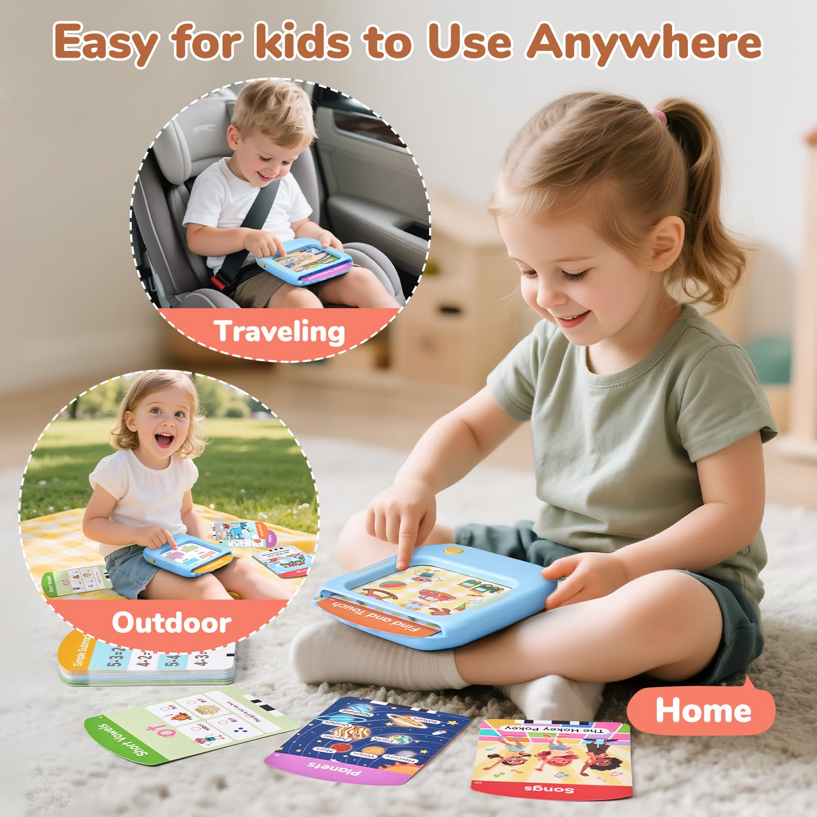 JoyCat Tablet Educativo per Bambini, 156 Pagine Carte Parlanti con 600+ Parole, Gioco Montessori per Imparare l’Inglese, Alfabeto, Fonemi, Numeri, Colori e Forme, Giochi Educativi Bambini 2-6 Anni