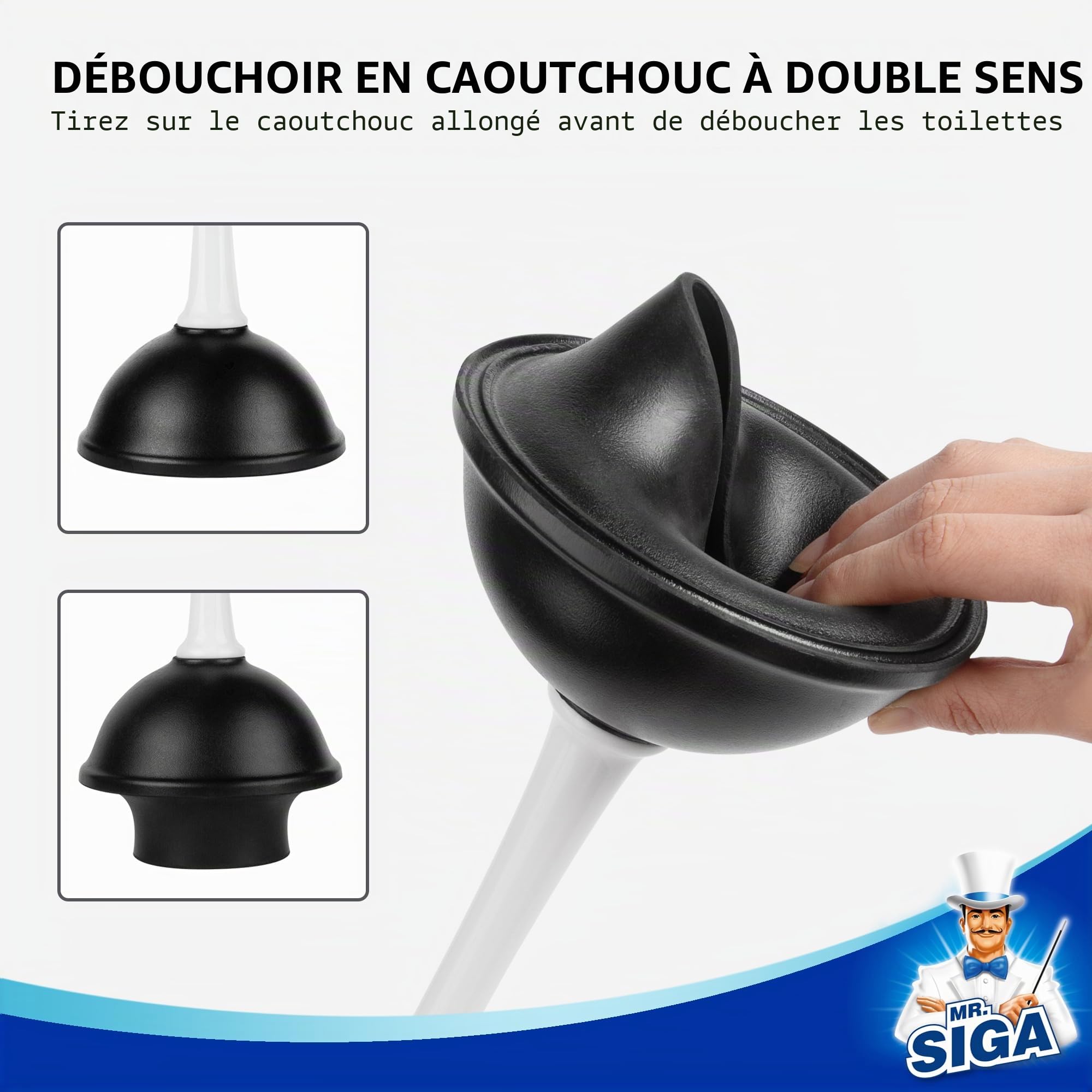 MR.SIGA Ensemble de Déboucheur Ventouse et Brosse WC, 1 Ensemble