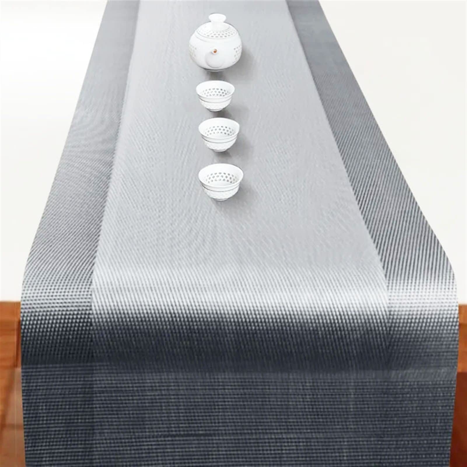 Elegant und luxuriös Europa Einfache luxuriöse wasserdichte ölfeste Teetischmatte All-Match PVC Textur Langer Tischläufer rutschfeste atmungsaktive Tisch FLA (A,About 30x120cm)
