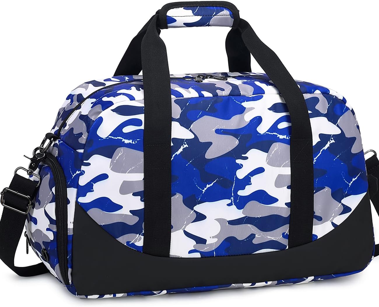 DSIUE Boys Duffle Bag Sports Gym Bag Overnight Weekender Travel Duffel Bag With Shoe Compartment (Camo Blue)