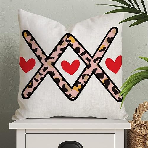 XOXO Leopard Print Throw Pillow Cover Valentines Day Pink Romantic Pillow Case Wedding Engagement Anniversary Cushion Cover Decortaive Pillowcase