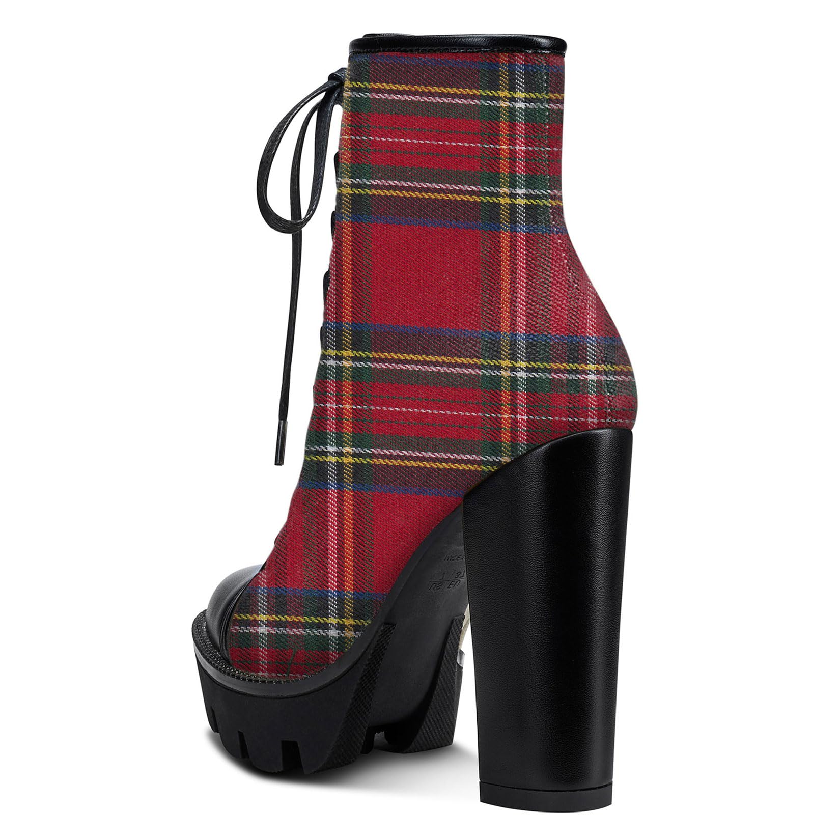 Castamere Womens High Heel Platform Lace Up Booties Chunky Heel Ankle Boots With Zipper Round Toe 12CM Heels