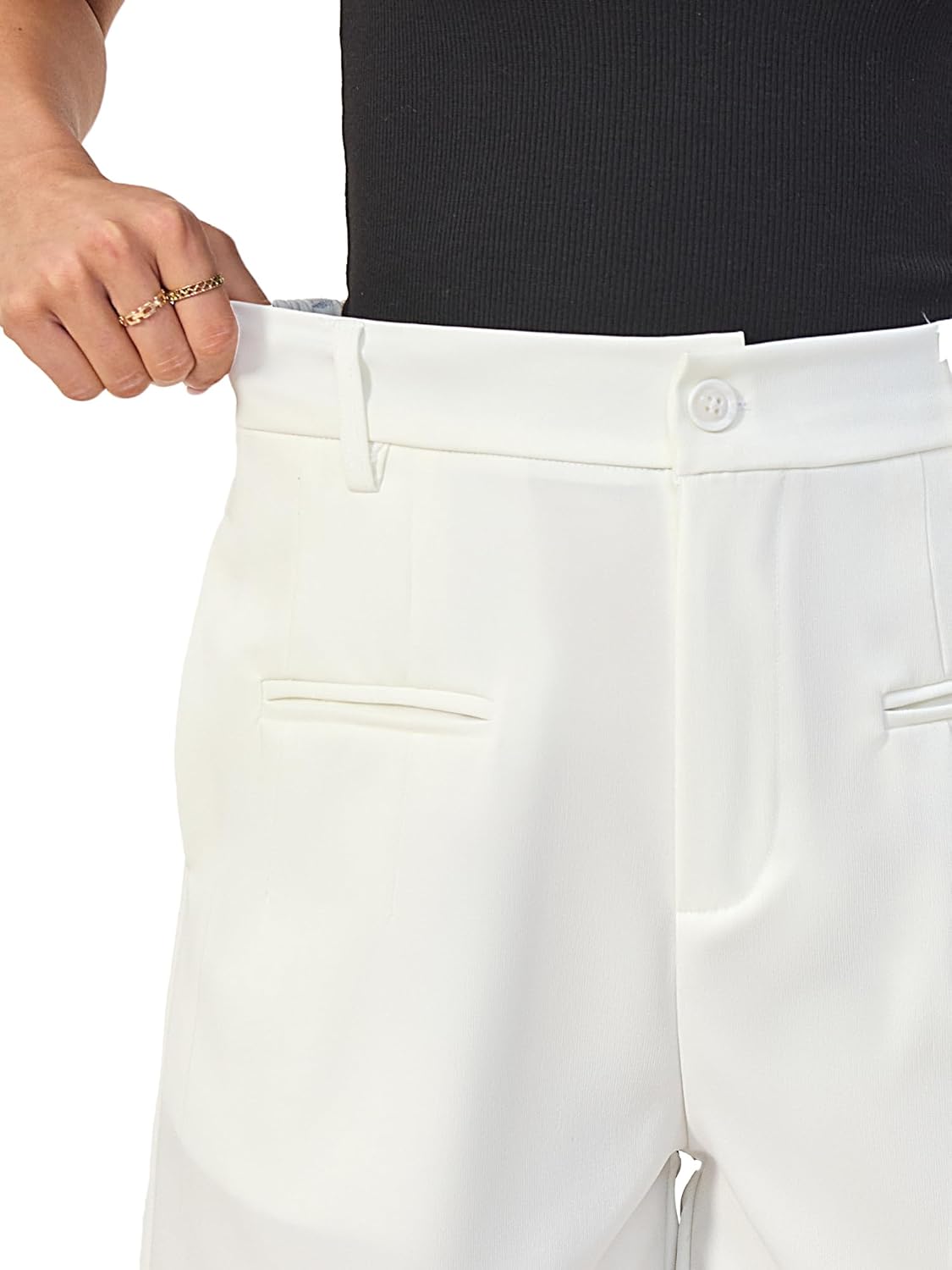 Women Dressy Shorts Summer Elastic High Waisted Wide Leg Business Work Trouser Shorts with Pockets - Image 5