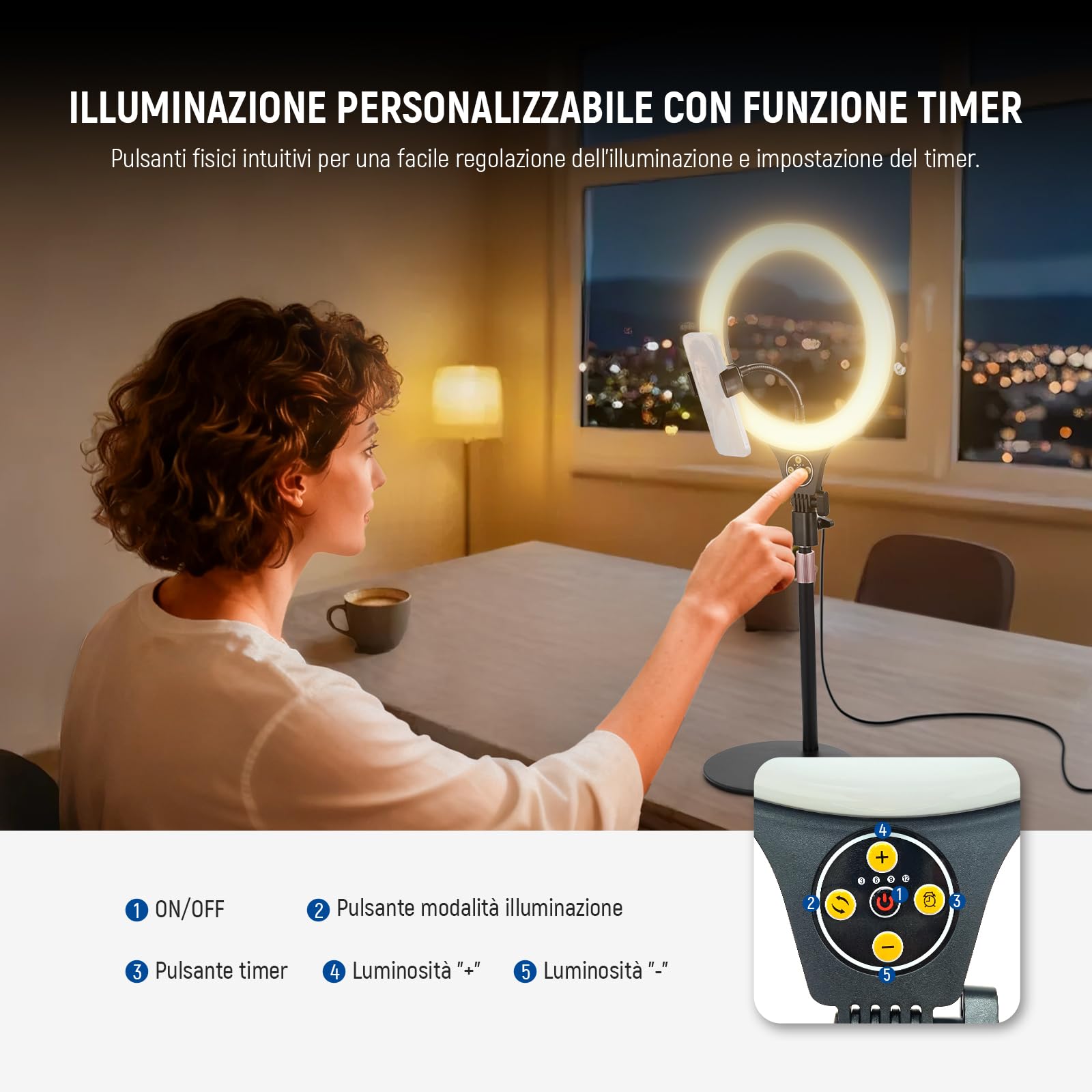 NEEWER ENTRY LEVEL VERSION 10.5" Ring Light da Tavolo con Stand/Portatelefono Compatibile con iPhone/Telecomando, Luce Anello 10W CRI85+ per Streaming Riprese Trucco Selfie Videoconferenza Laptop, N22