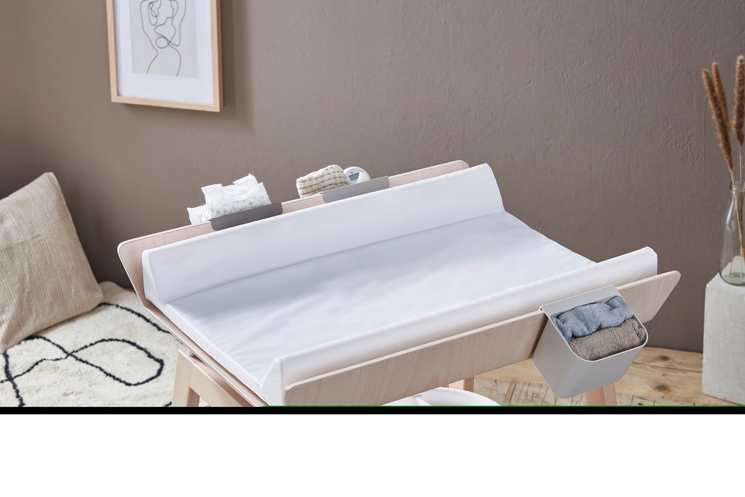 Rotho Babydesign Materassino fasciatoio con bordo rialzato 70x50x10cm Bianco