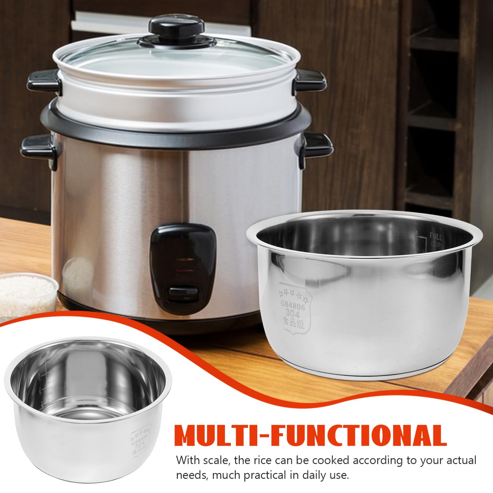 BESTonZON Repuesto Interior de Olla Arrocera de Acero Inoxidable de 3 L Revestimiento Antiadherente y Distribución Uniforme del Calor para Cocina Eléctrica