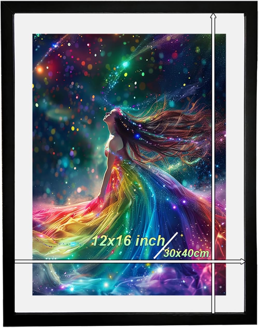 Betionol Picture Frames With the Opening Size of 12x16 inch, It Frames 30x40cm/12x16in Diamond Art or Posts or Photos, Black Solid Wood Frame For Diamond Painting For Mother Day Art Gift