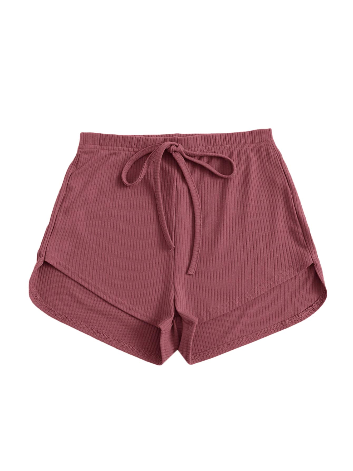 Floerns Women's Plus Size Solid Drawstring Waist Rib Knit Pajama Lounge Shorts