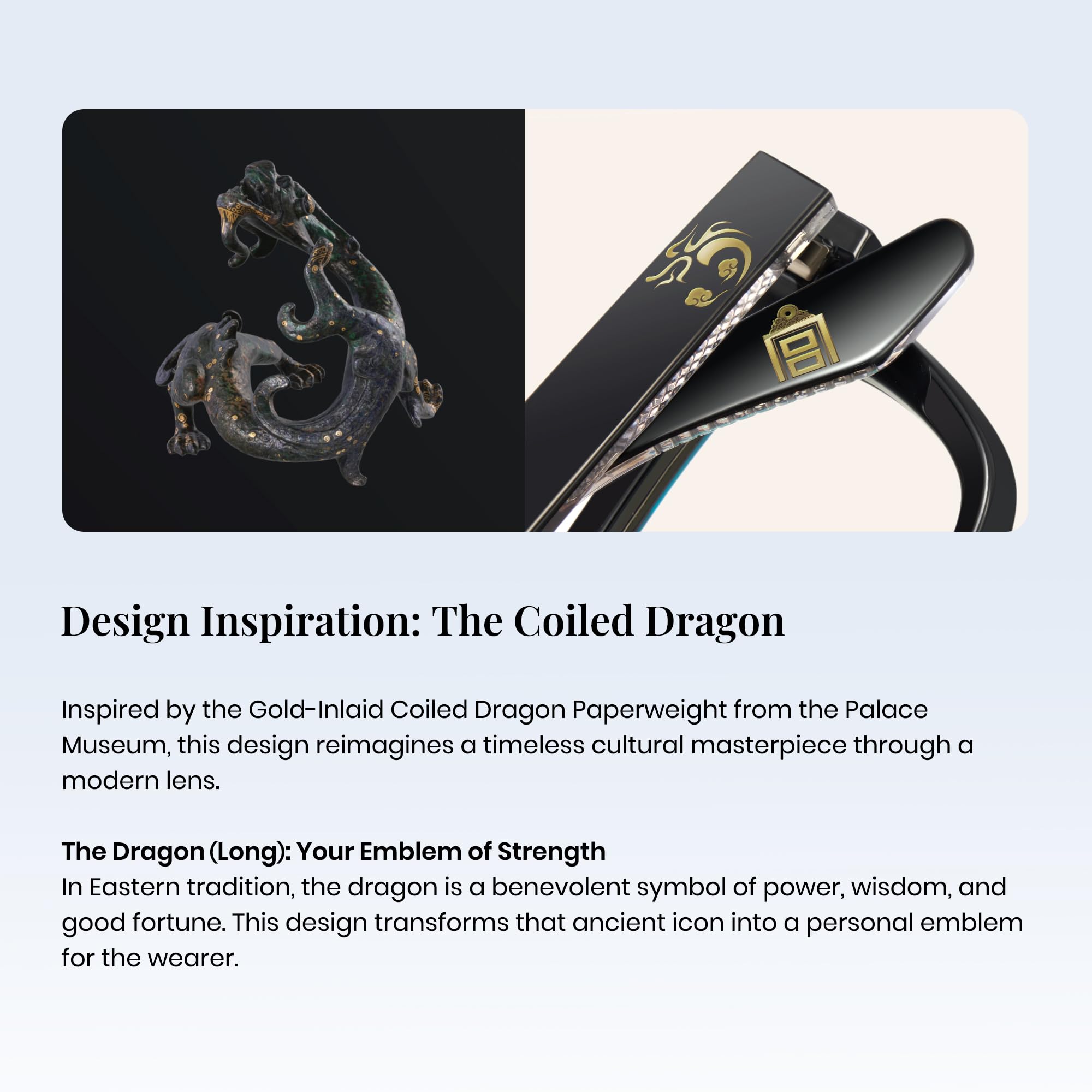 Cyxus Okulary z nadrukiem smoka i niebieskie światło Muzeum Pałacowe Ramka z octanem Ochrona UV do codziennego użytku 8345 (01-Czarny)