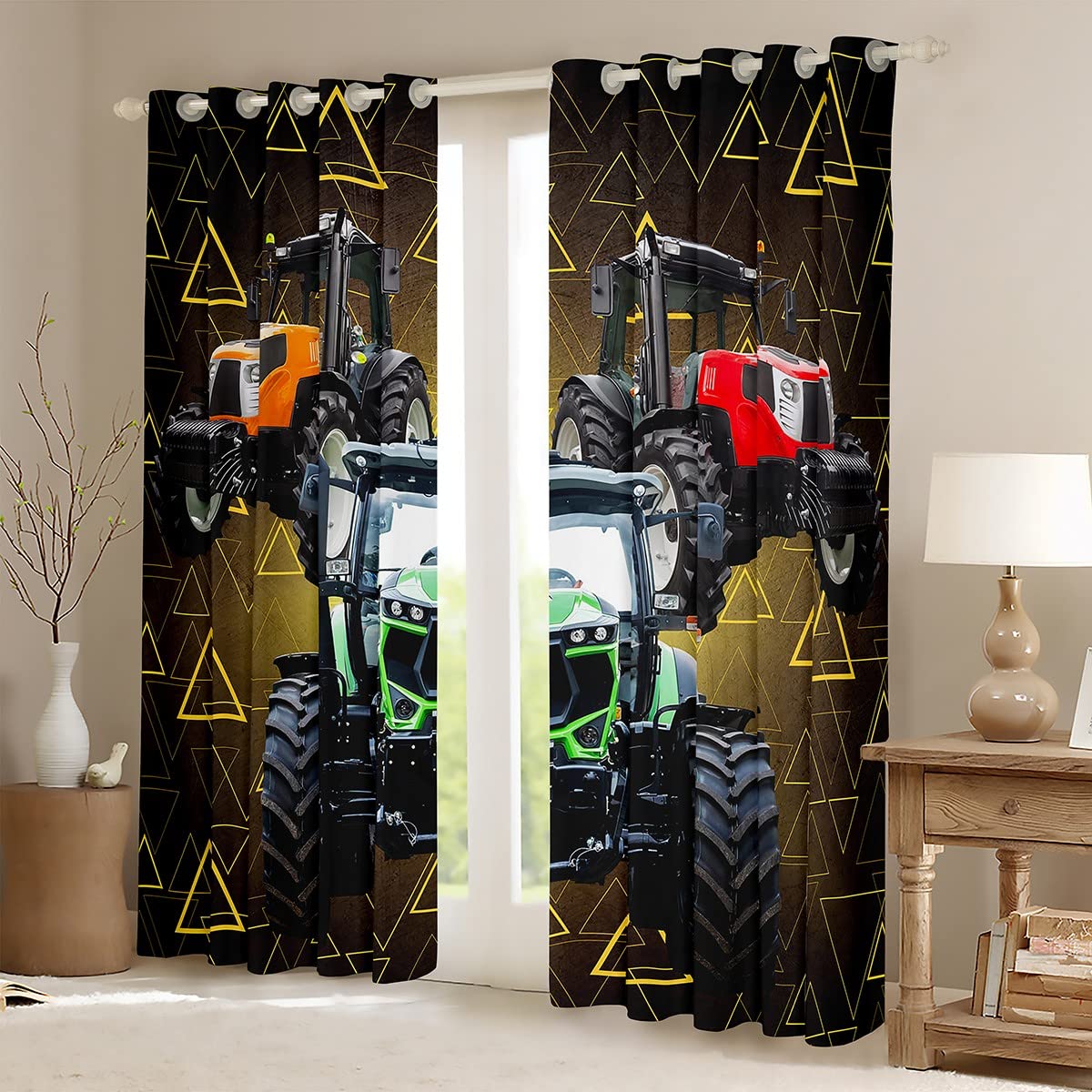 Cortina Opaca para Coche 3D (30-50%) para niños, Equipo agrícola, Camiones, Cortinas para niños, Adolescentes, Tractores, vehículos, Cortinas de oscurecimiento para maquinaria de Vida, Cortinas de ve